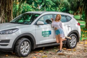 Adobe Car rental vehicle showcasing modern design and comfort.